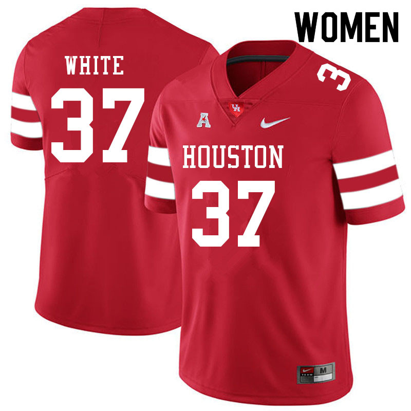 Women #37 William White Houston Cougars College Football Jerseys Sale-Red